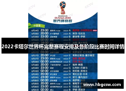 2022卡塔尔世界杯完整赛程安排及各阶段比赛时间详情